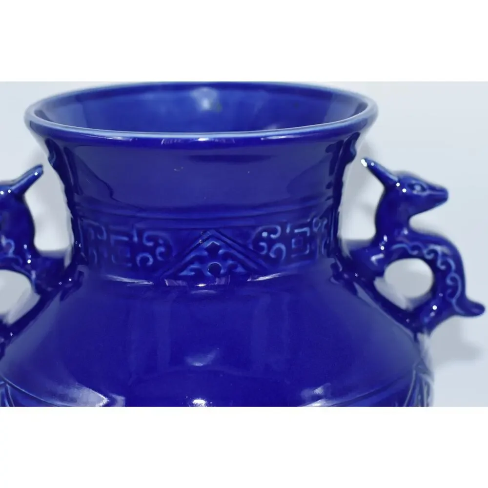 Chinese Cobalt Blue-glazed Alter Vessel Dragon Handles